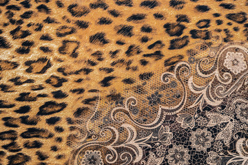 texture of print fabric striped leopard