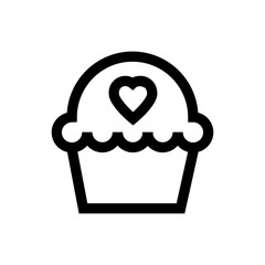Muffin, tart, heart, valentine's day, love line icon.