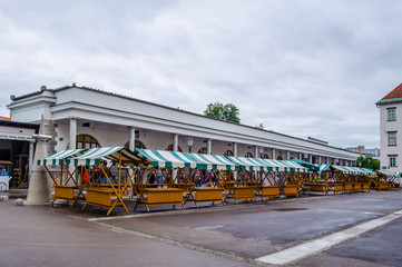 Ljubljana Market arcade on the Ljubljanica river