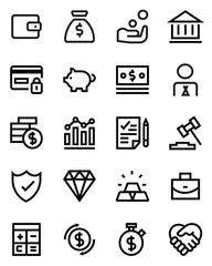 Finance line icon set.
