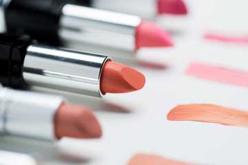 close up of lipsticks range - obrazy, fototapety, plakaty