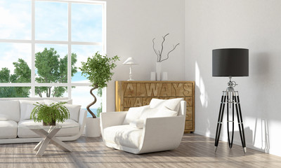 Modern bright interior. 3D render