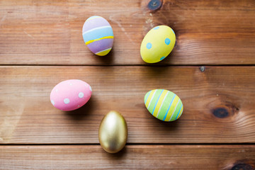close up of colored easter eggs