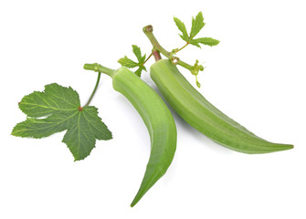 fresh okra isolated on white background