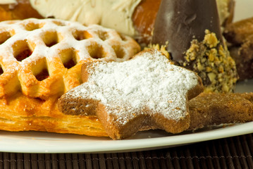 Image many delicious cookies closeup