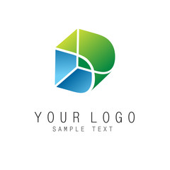 Letter E geometric colorful ribbons style logo