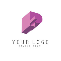 Letter E geometric colorful ribbons style logo