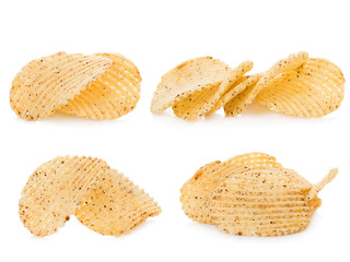 Potato chips isolated on white background
