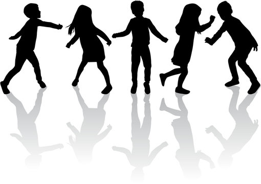 Dancing silhouettes of children.