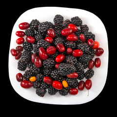 isolated image of berries on a plate close-up