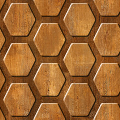 Abstract paneling pattern - Decorative hexagonal grid - seamless background