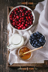 Honey, milk and berries