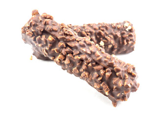 Chocolate chip cookies on white background