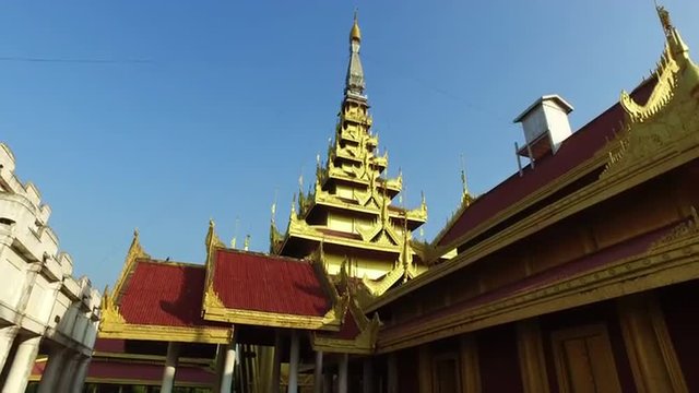 Mandalay, Myanmar-12 December, 2015. Temple fragment of The Mandalay Royal Palace on 12 December, 2015 in Mandalay city of Myanmar.