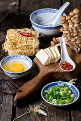 Ingredients for asian soup ramen