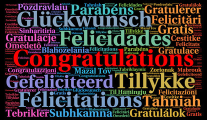 Congratulations in different languages word cloud