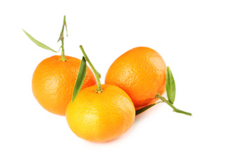 Ripe mandarin isolated on a white background