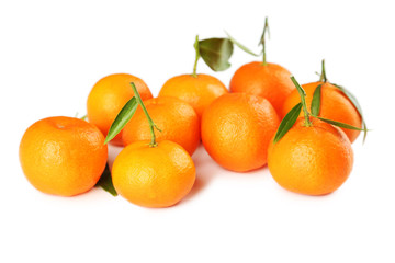 Ripe mandarin isolated on a white background