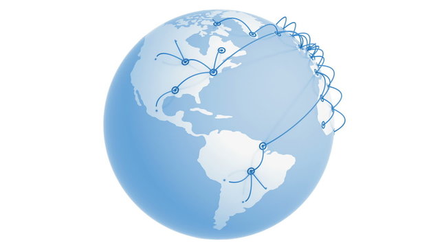 Global Network Growing on the Earth. Business concept 3d animation. White background. HD 1080.