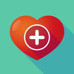 Obraz premium Long shadow red heart with a sum sign