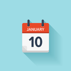 January 10. Vector flat daily calendar icon. Date and time, day, month. Holiday.