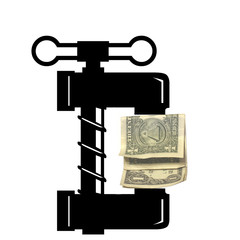 Vise with dollar photo on white background