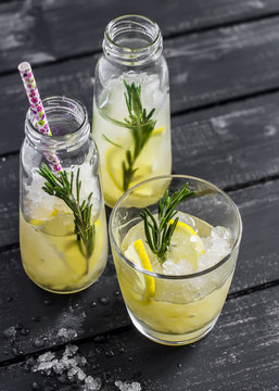 Lemon and rosemary homemade lemonade. Healthy refreshing drink