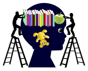 Over-Ambitious Parents. Father and mother push their child hard to become a academic genius