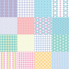 Set of cute childish seamless vector patterns. Vintage Tile.