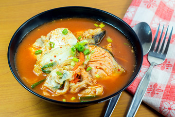 Salmon head soup