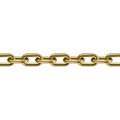 Metal golden chain 3D. Vector illustration.