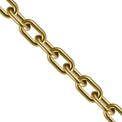 Fototapeta premium Metal golden chain 3D. Vector illustration.