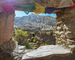 Nepalese Village Through a Window
