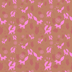 Animal pattern with wild animals. Animals fox, hedgehog, an owl in a vector illustration. Suitable for prints, scrapbooking, fabric, background for site