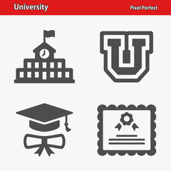 University Icons. Professional, pixel perfect icons optimized for both large and small resolutions. EPS 8 format. © 13ree_design