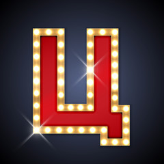 Vector illustration of realistic retro signboard cyrillic letter C, Tse