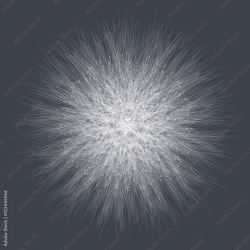 Poster Geometric  abstract form with connected line and dots. Graphic background for your design. Vector illustration