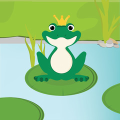 Fototapeta premium Green frog in crown