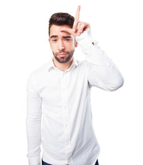 Fototapeta premium sad man doing a looser gesture