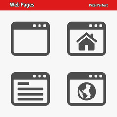 Web Pages Icons. Professional, pixel perfect icons optimized for both large and small resolutions. EPS 8 format.