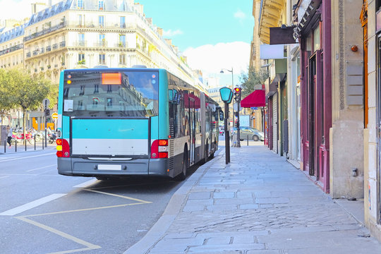 Paris, France, February 6, 2016: Bus on the street of Paris, France