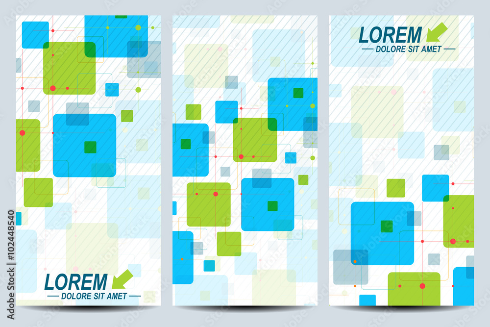 Poster set of the vector flyers. background with colorful scuares . modern stylish design