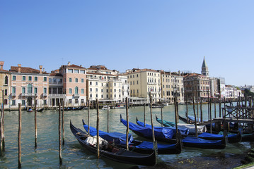 Gondolas on Venice canal