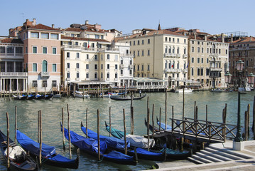 Gondolas on Venice canal