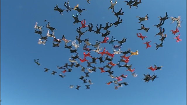 Skydiving big group formation separation