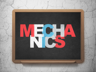 Science concept: Mechanics on School Board background