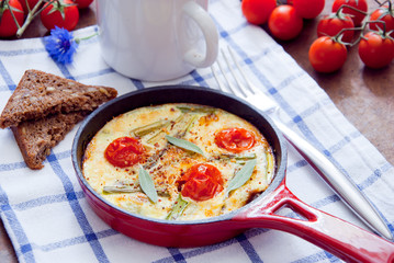 Omelette with cherry tomatoes