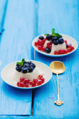 Vanilla panna cotta with fresh berries