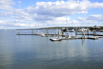 Fototapeta na wymiar boats on Rockland Harbor in Maine