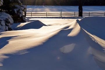 Snowdrift with sunshine